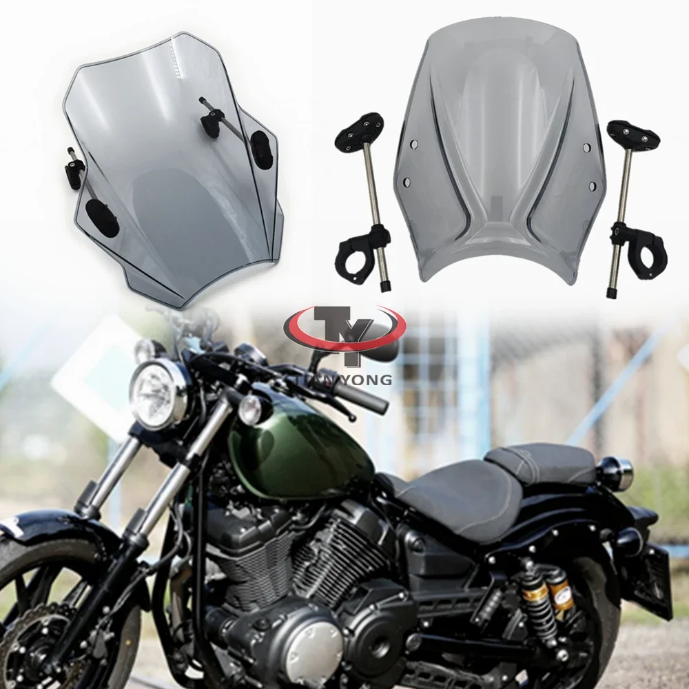 High Quality Wind Deflectore Motorcycle For XV 950R XV950R With support frame Windscreen Black Clear Windshield