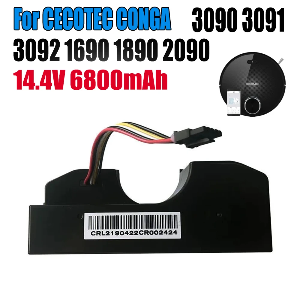 

Li ion Battery 14.4V 4000mAh for Cecotec Conga 3090 3091 3092 2090 Robotic Vacuum Cleaner Conga 3090 Accessories Replacement