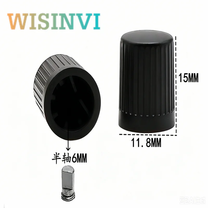 10pcs 6MM D-Shaft Potentiometer Encoder Knob 11.8×15MM Plastic Knurled Rotary Volume Adjustment Knob for  Instrument Audio Gear
