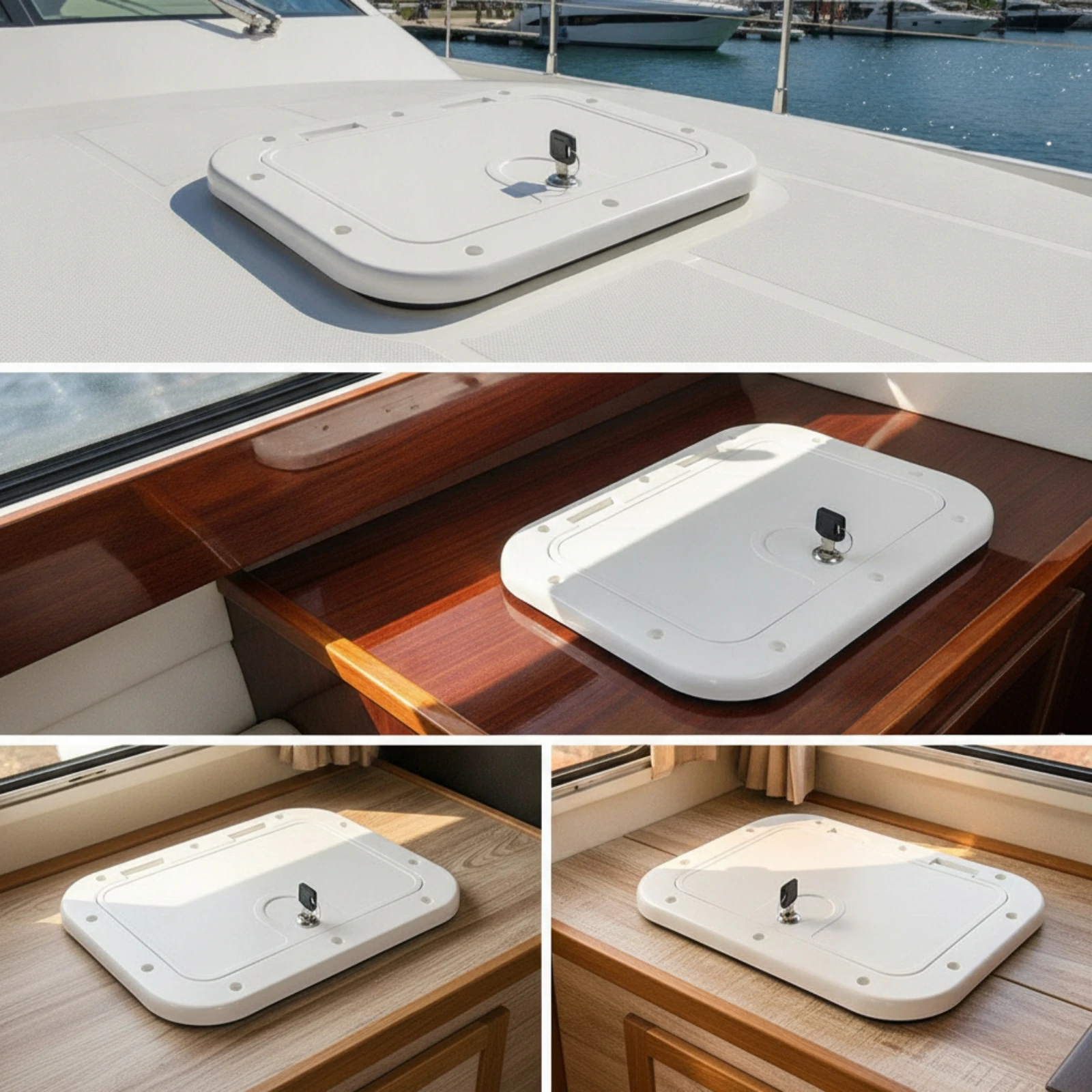 Marine Inspection Hatch Easy Open Inspection Hatch with Hinged Lid Long-Lasting Slim-Profile for Yacht Builders, Boats, Yachts view 5