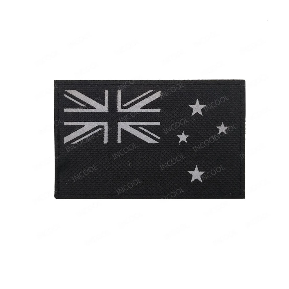 New Zealand Flag Reflective Patch Silver Fern Flag Kiwi Embroidery Patches PVC Rubber Appliqued Armband Decorative Badges