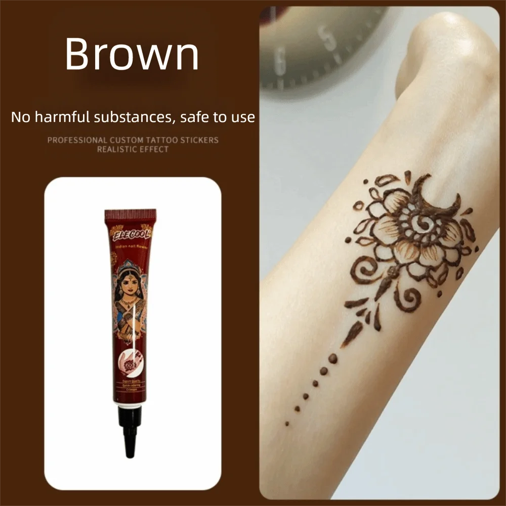 Cream Easy-To-Use Henna Cream Semi-permanent Temporary Henna Paste Cone Black Brown Mehndi Body Art Ink Body Art