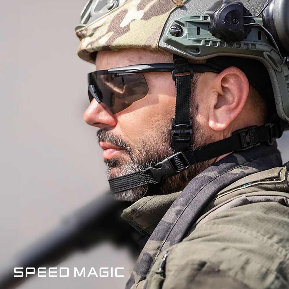 SPEED MAGIC M503 PC Tactical Sunglasses UV400 Explosion Proof Adjustable Nose Pads Flexible Temple Arms 34g for Airsoft Shooting
