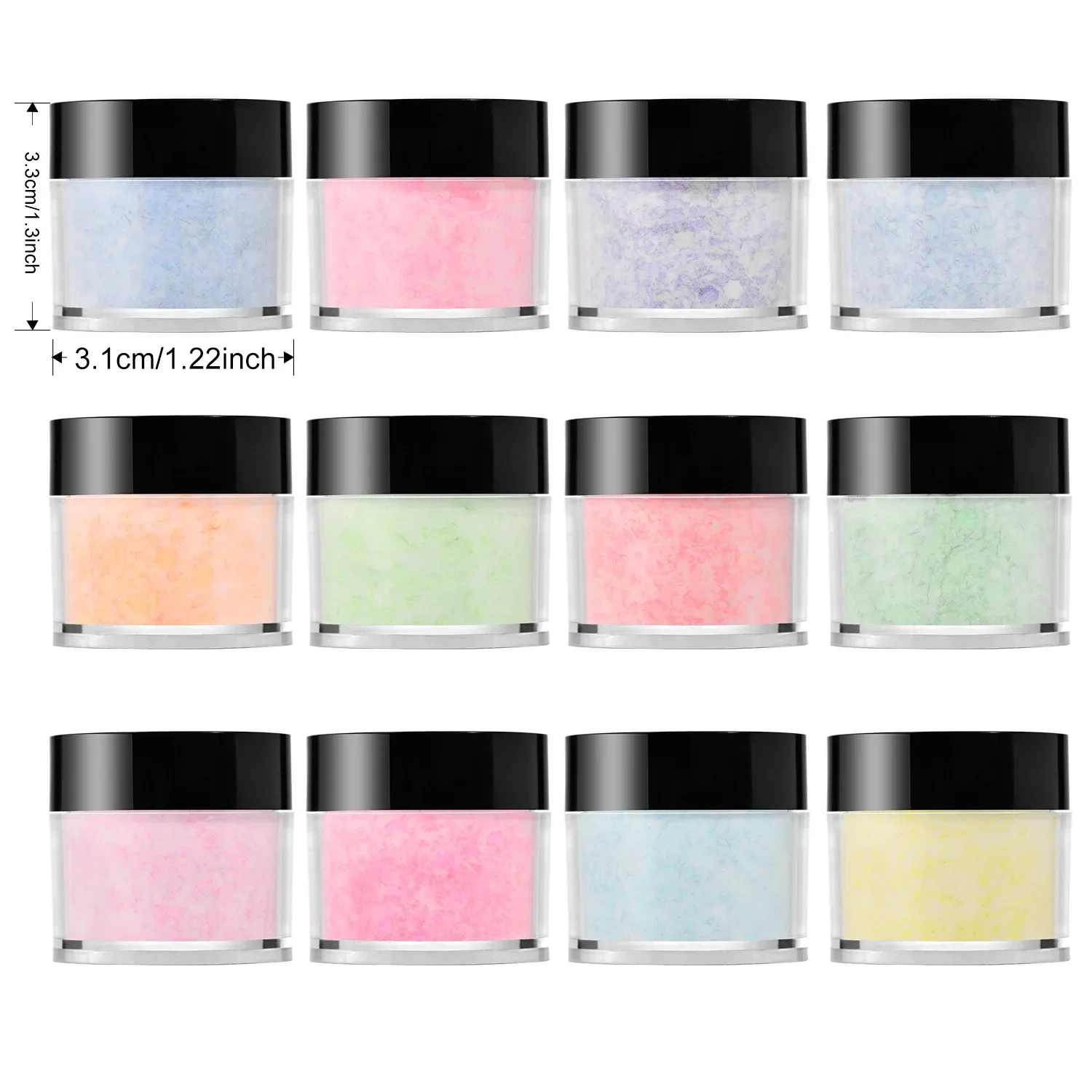 Icey Beauty 15g Nail Art 12 Kleuren Kristal Poeder Set Acryl Poeders Monomeer Kristal Nagelverlenging Carving Voor Stof nagels