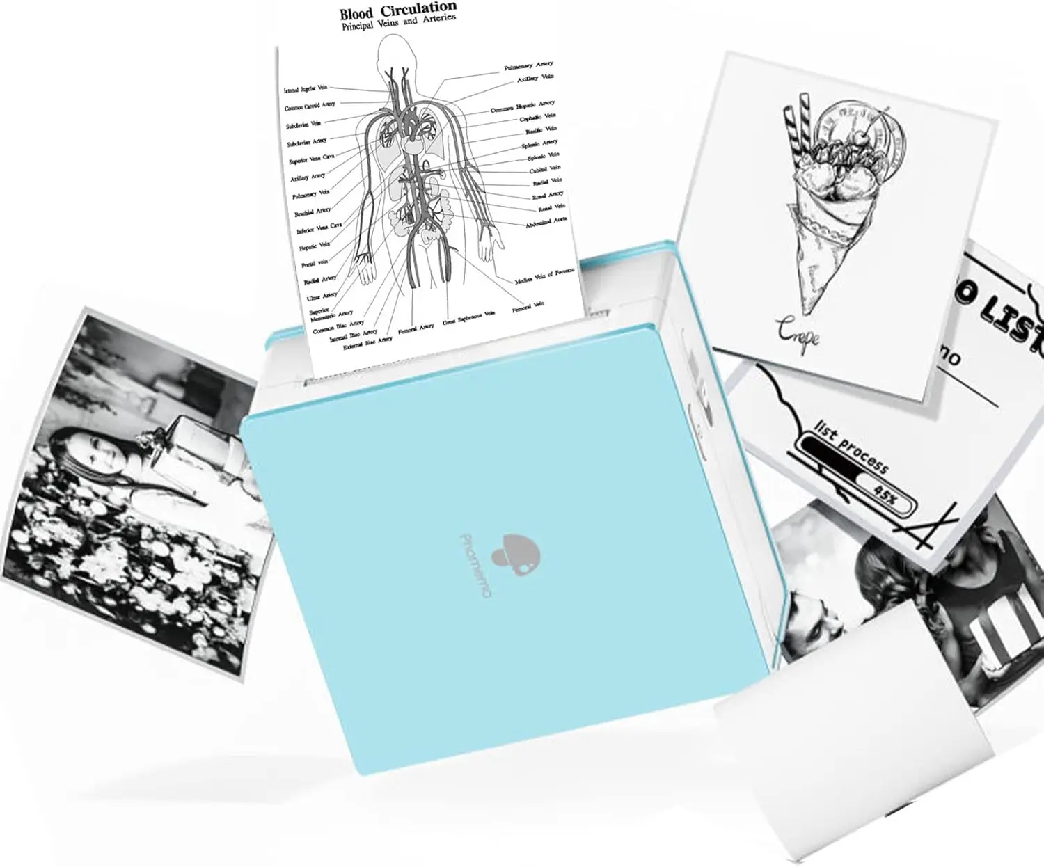 

Мини-принтер для стикеров для DIY, фотографий и заметок с приложением AI - Циановый