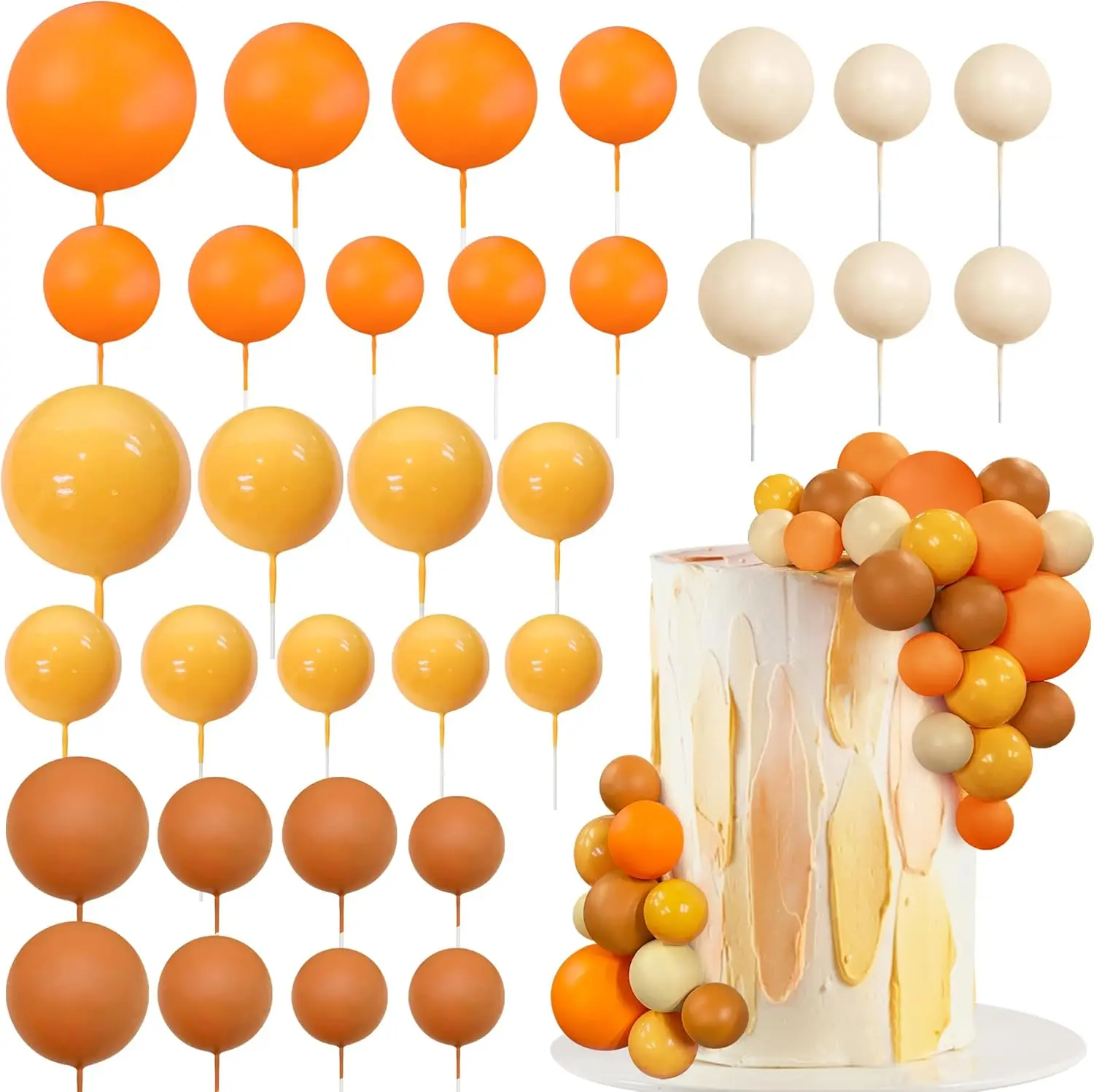 32 Stück Ball kuchen Picks bunte kugelförmige Kuchen deckel Perlen kugeln Cupcake Kuchen einsatz Topper für Geburtstags feier Hochzeits dekor – Detail 32