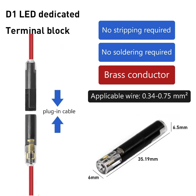 15/20/30/50pcs Electronics Wire Connector 1Pin Way Plug Docking I Type Wire connection of Quick Connectors Strip Terminal Blocks