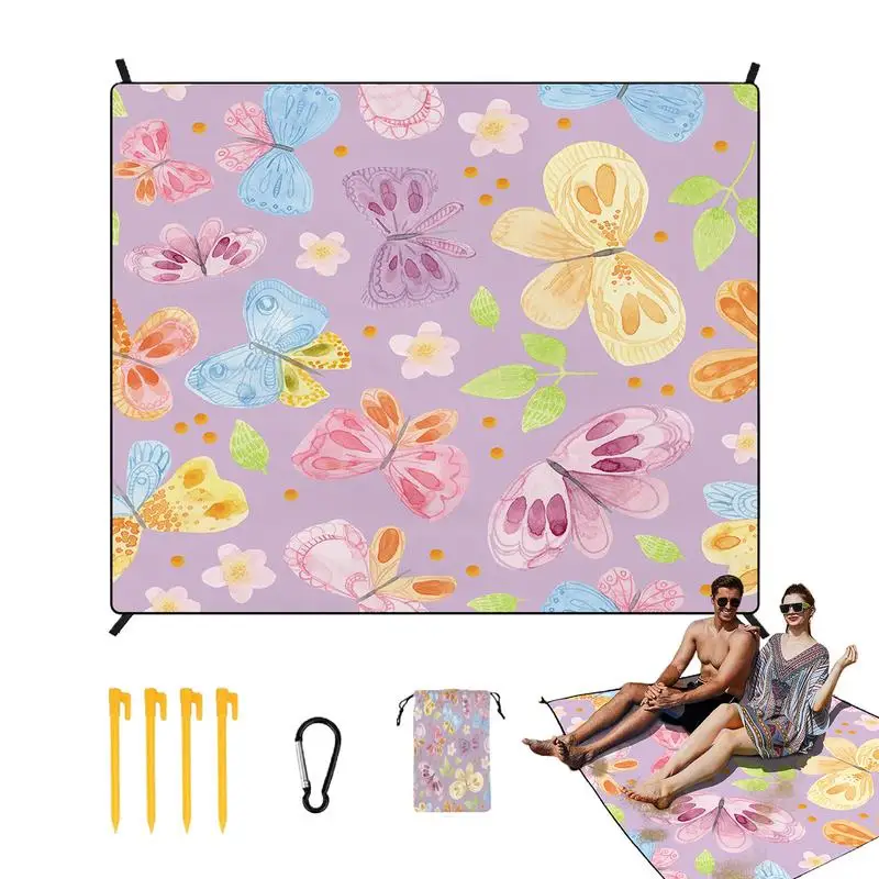 

Beach Picnic Blanket Windproof Portable Beach Blanket Sand-Free Grass Blanket 70.8X86.6 Inch Outdoor Mat For Park Travel Indoor