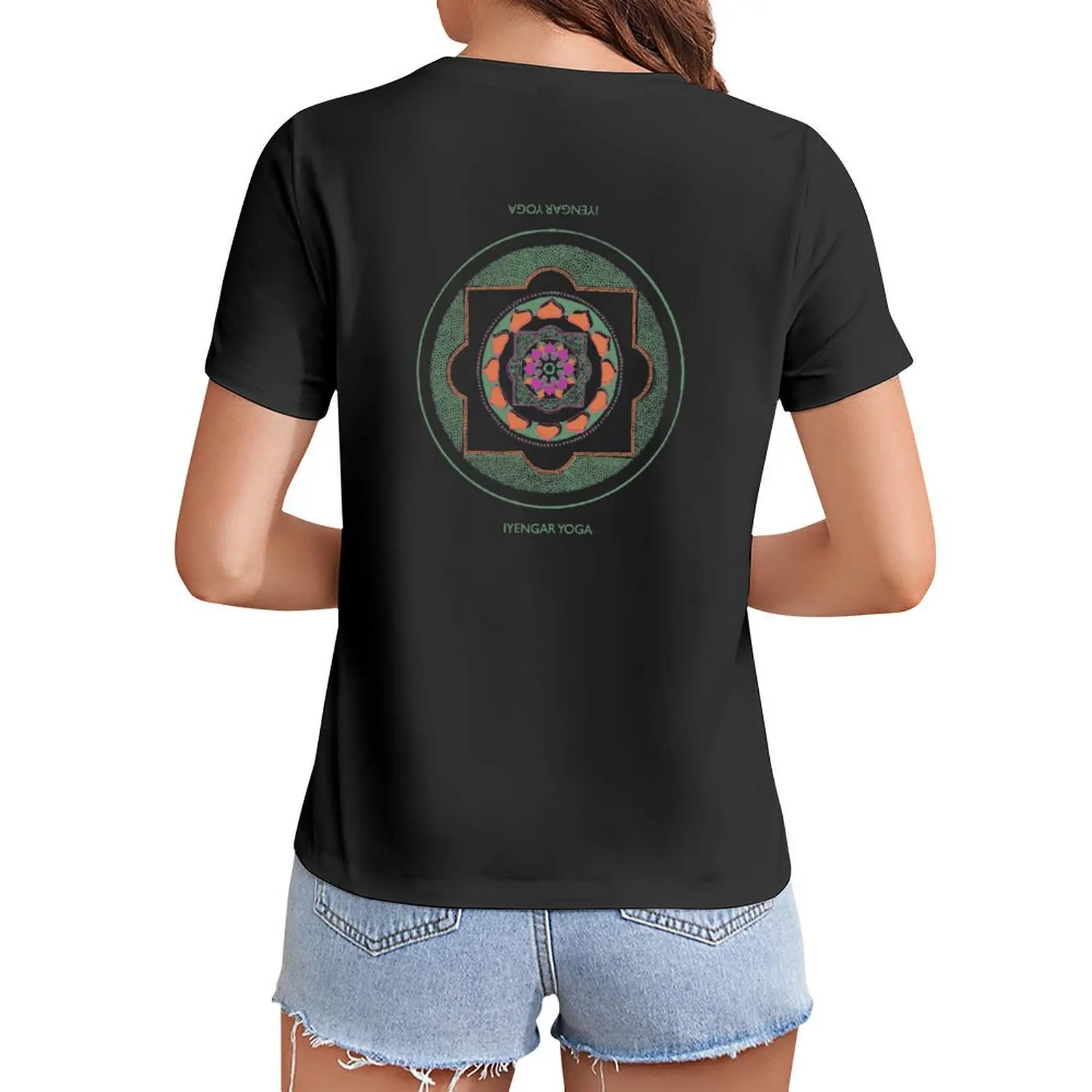 

Iyengar Yoga Mandala T-Shirt lady clothes female customs design your own korean Women's clothes