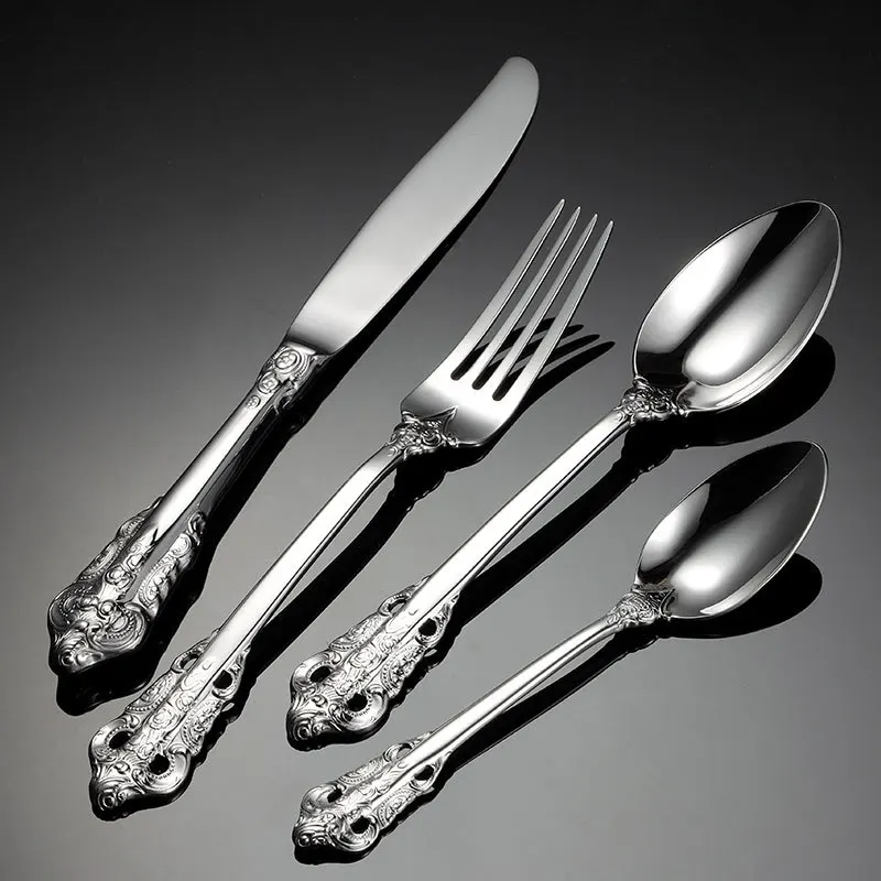 Golden Palace Series Stainless Steel Cutlery Set Wedding Guest Gifts Covered Knife Spoon Fork Table Service New Kitchen Utensils