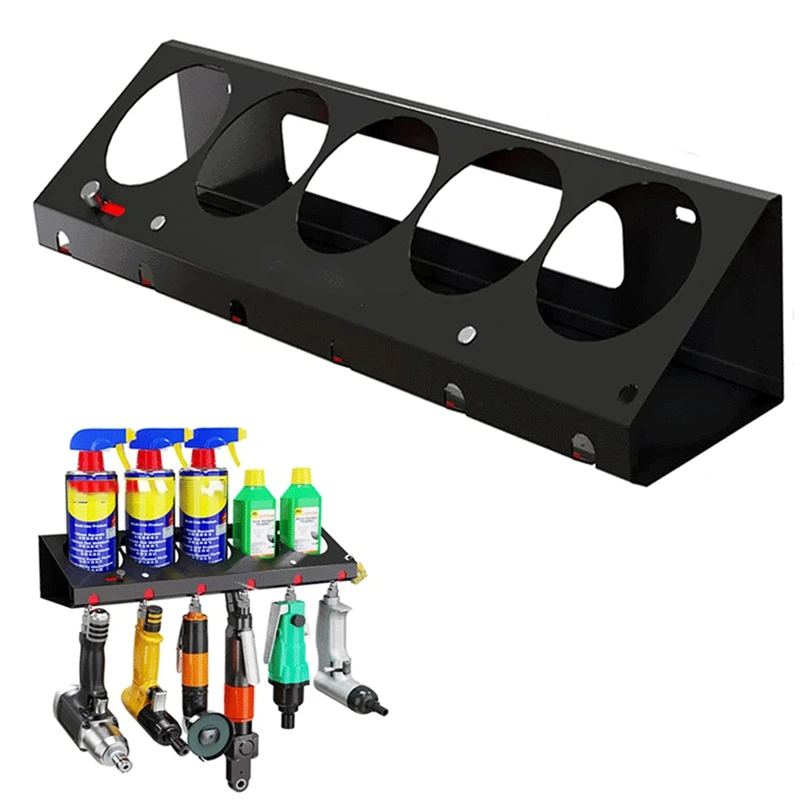 Hot Pneumatic Tool Holder Lockable/Aerosol Rack Combo, Wall Mounted Sprays Can Bottle Holder, Air Tool Organizer, For Garage