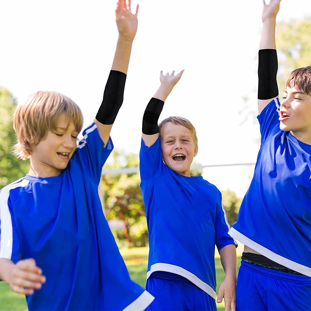 1 زوج دعامة المرفق للأطفال الطفل الخيزران الفحم الكوع كم دعامة الركبة منصات الركبة الطفل للكرة الطائرة ، البيسبول ، كرة السلة #6