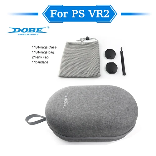 Imagen 1 del producto El juego de bolsas de almacenamiento para PS VR2 incluye cubierta protectora de lente + bolsa de almacenamiento + vendaje para almacenar casco VR bolsa dura de protección de mango VR