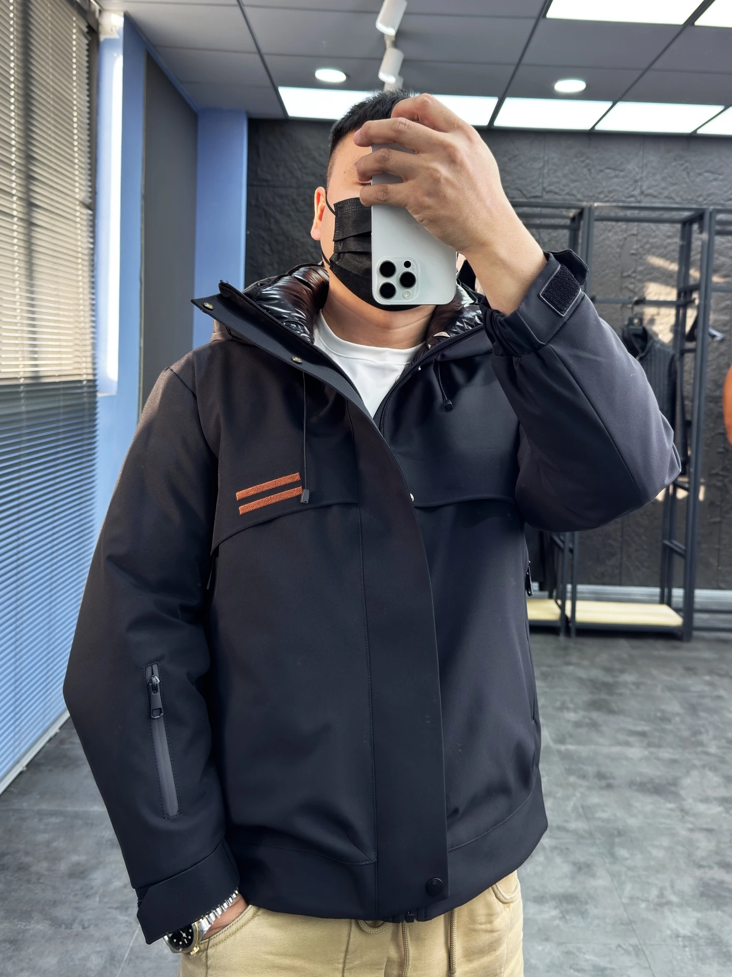 

Men's Casual Du down Jaet Hooded Embroidered Thermal Warm Polyester Fiber Outdoor Ci Leisure Daily Commuting Traveling