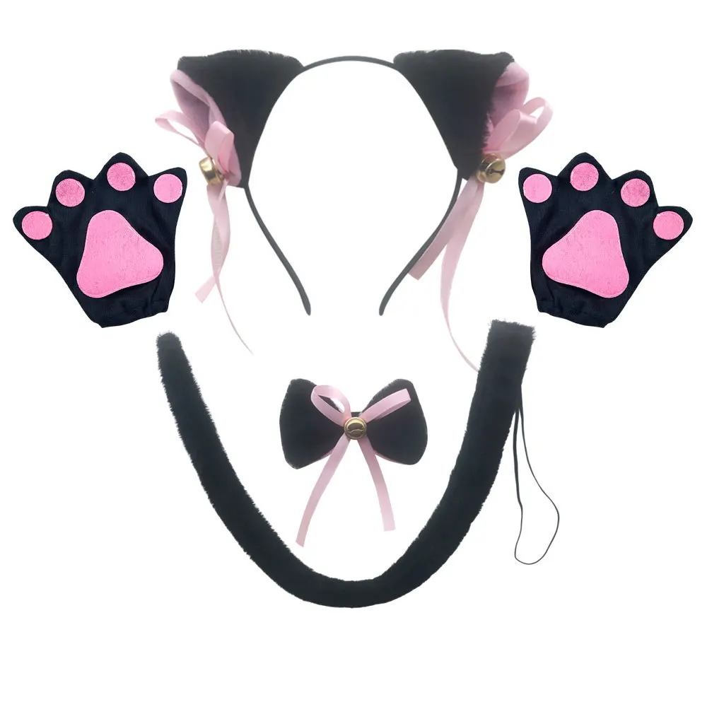 

Cat Accessories Ears Tail Collar Paws for Women Girl Dress Up Halloween Costume Cosplay