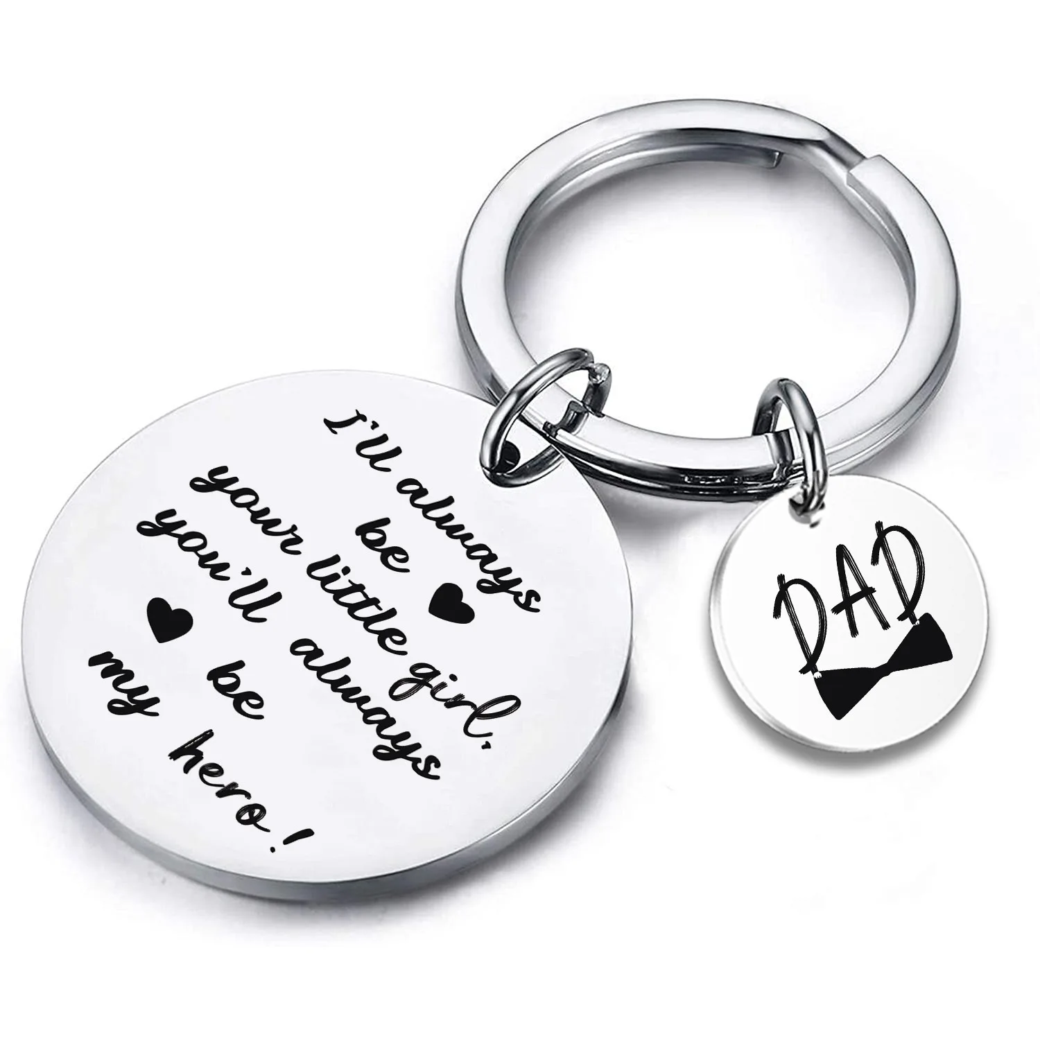 New Love Dad Presents Fashion Stainless Steel Keychain Thank you With pendant Birthday Farther 's Day Gifts DIY Custom Wholesale