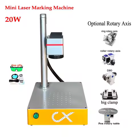 Ezcad2 Mini 20W MAX Fiber Laser Ring Marking Machine Engraver Support Lightburn For Gold Silver Metal Engraving