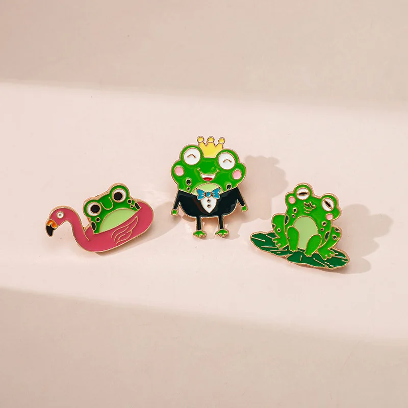 Cute Funny Vertical Middle Finger Frog Alloy Brooch Creative Cartoon Animal Badge Personality All-match Clothing Accessories