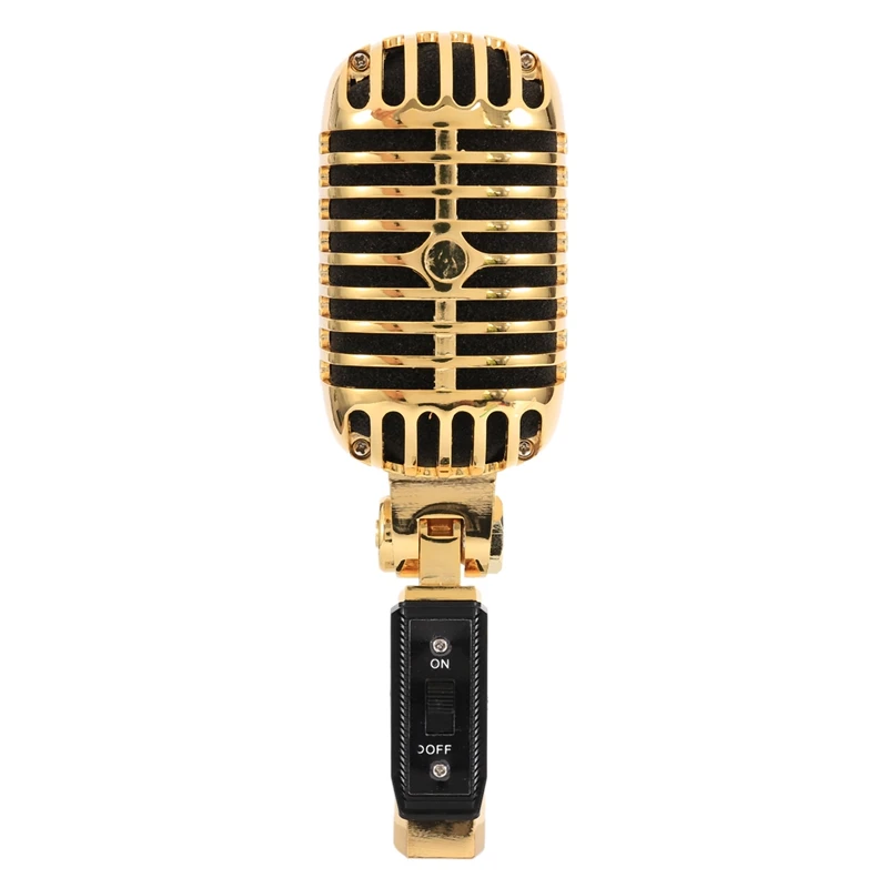 

Professional Wired Vintage Classic Microphone Dynamic Vocal Mic Microphone for Live Performance Karaoke(Gold)