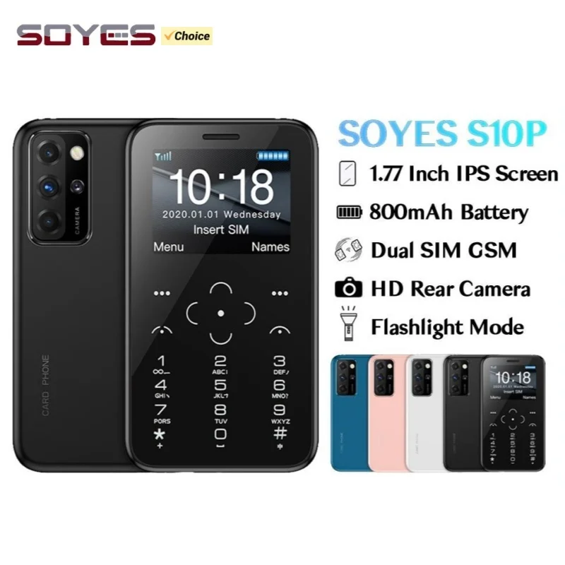 SOYES S10P Mini Card New Arrivial Cellphone Ultra-thin 2G GSM 800mAh Small Portable Student Backup Keyboard Mobile Phone