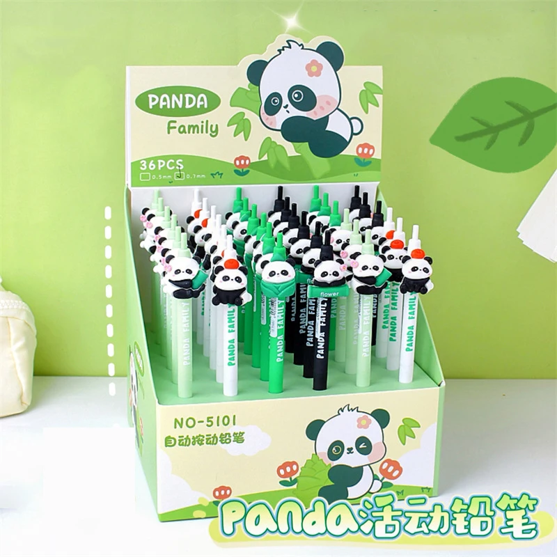 

36 pcs/lot Kawaii Panda Mechanical Pencil Cute 0.7MM Drawing Writing Automatic Pen School Office Supplies