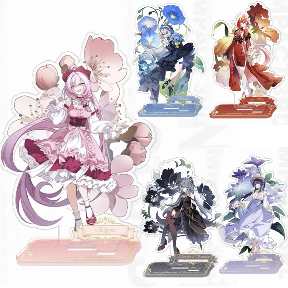 Anime Game Honkai Impact 3rd Cosplay Figure Flower Stand Elysia Bronya Raiden Mei Acrylic Statue Desktop Holder Standing Sign