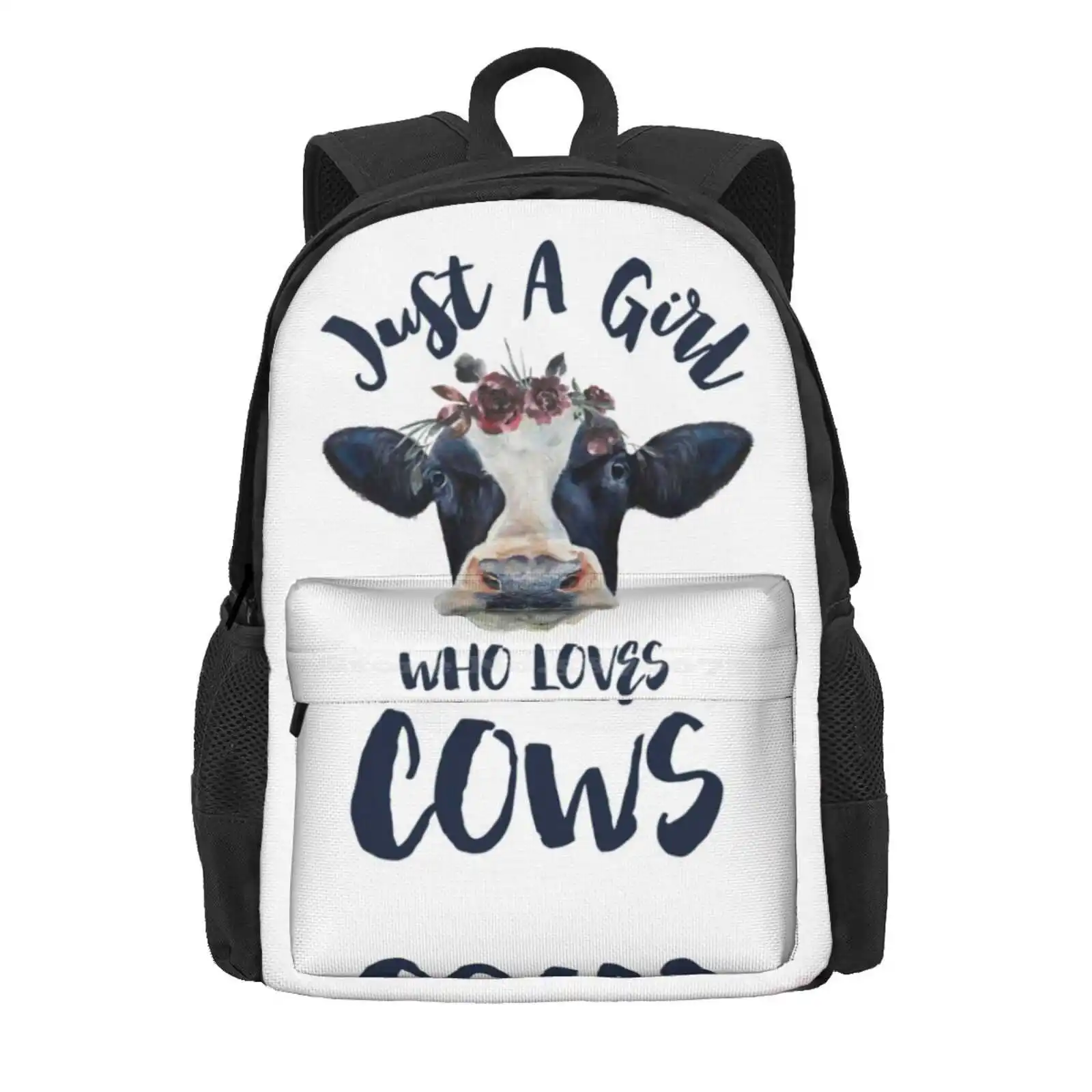 Animal Lovers Funny Gifts - Just A Girl Who Loves Cows Hot Sale Schoolbag Backpack Fashion Bags Watercolor Cow Cow Watercolor