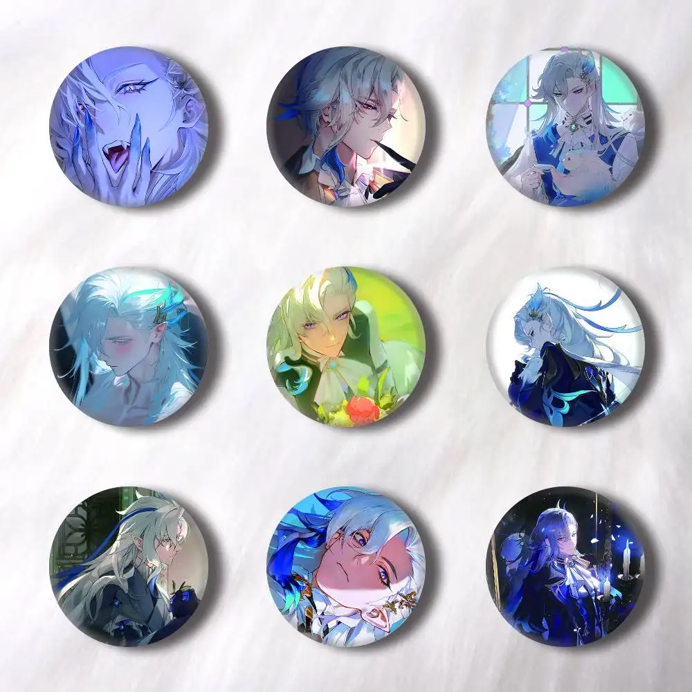 Genshin Impact Neuvillette Creative Round Button Badges Pin Brooch Backpack Jewelry Gift