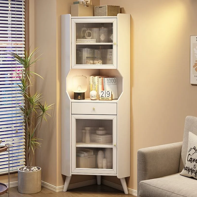 Lightweight Luxury Solid Wood Wine Cabinet, Vintage Glass Door For The Living Room, Dining Side Cabinet