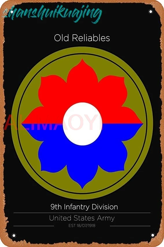 muecddoa 9th Infantry Division Us Military Units Retro Vintage Decorative Metal Tin Sign 8x12 Inch. sign