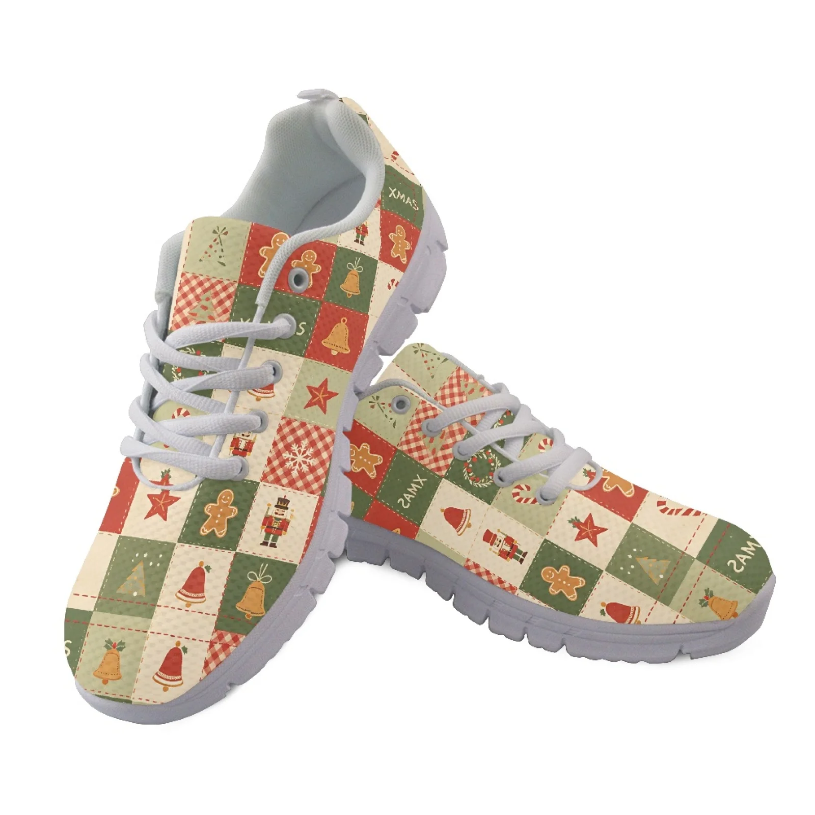 Coloranimal Christmas Patchwork Art Women Shoes for Nurses Standing All Day Wear-Resisitant Sneaker Women Running Sport Shoes