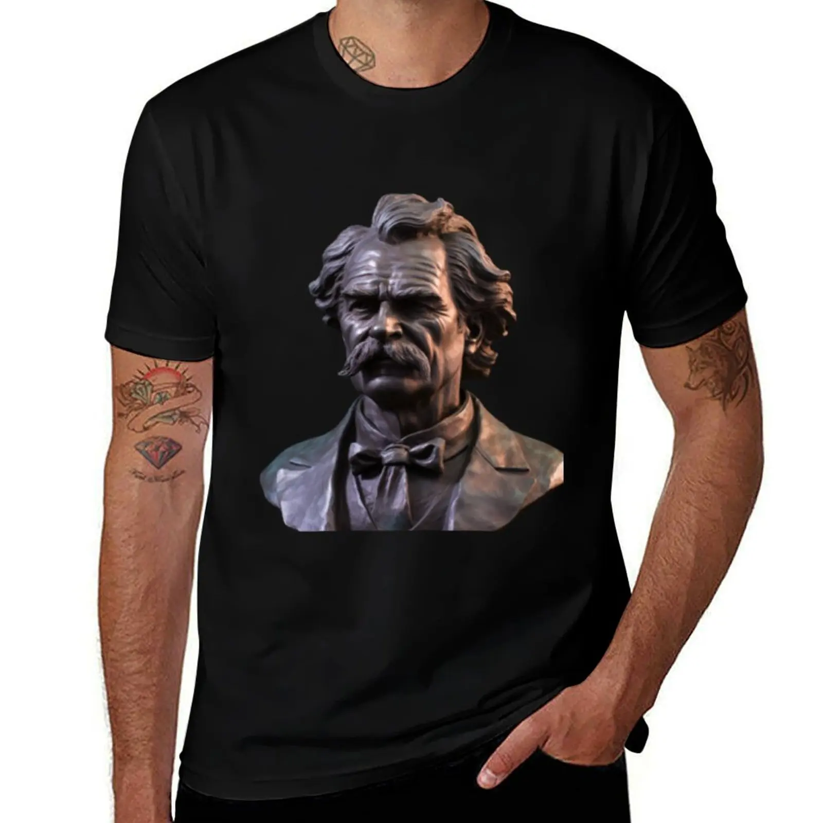 Mark Twain Bust (1) T-Shirt Holiday Casual Short Sleeve Top T-Shirt