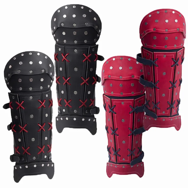 

LARP Medieval Samurai PU Leather Leg Armor Gaiters Viking Pirate Shoe Boot Cover Steampunk Fantasy Greaves Props Cosplay Costume
