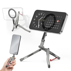 2026 Magnetic Tripod With Fence-Mounted Cold Shoe Handle Phone Tripod For Magsafe iPhone 16 15 14 13 12 Pro Android Desk Mount