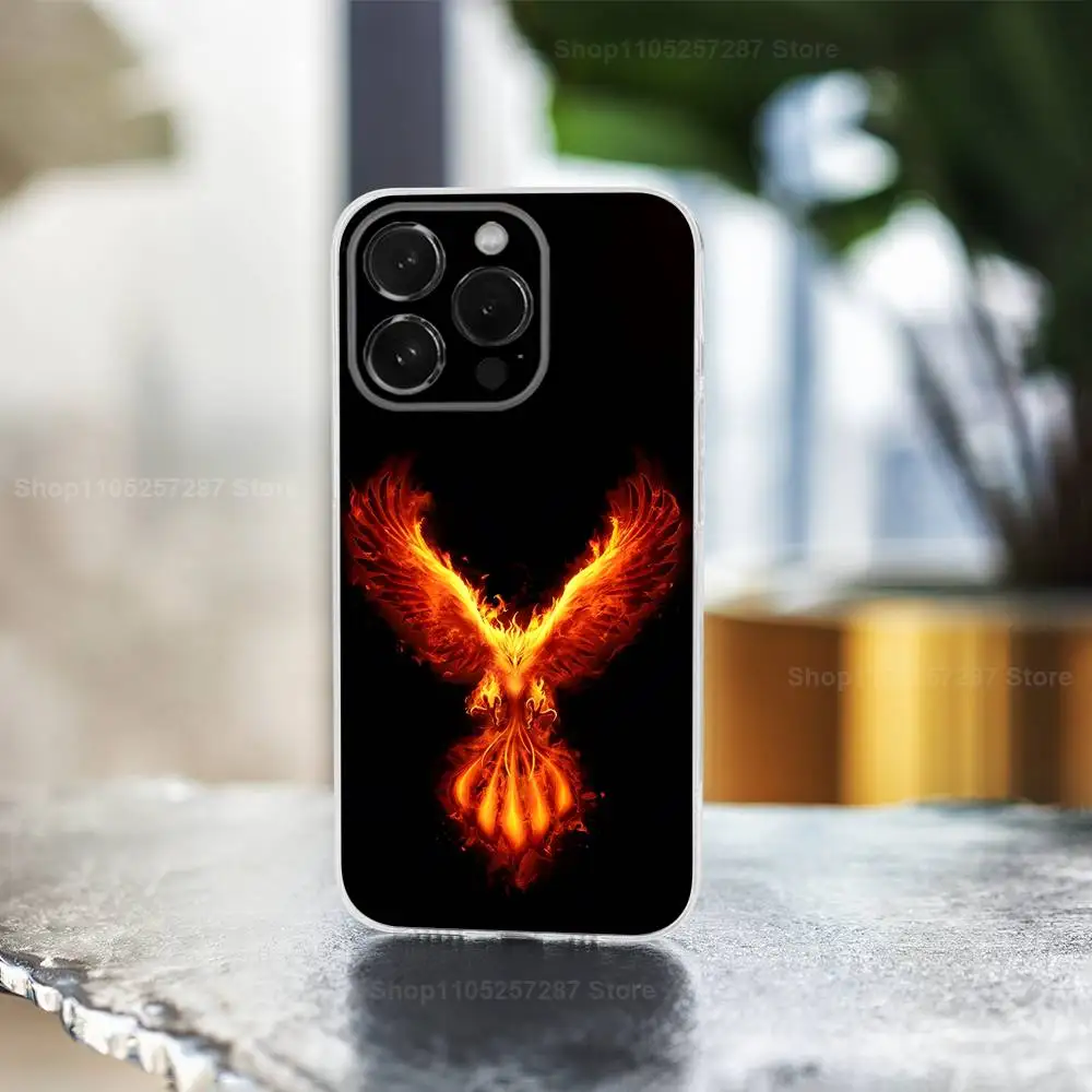 Coque de téléphone Myth Art Cool Phoenix, pour iPhone Max,Plus,11,14,13,XR,SE,12,15,Pro,17,16,X,XS,Mini, coque souple transparente