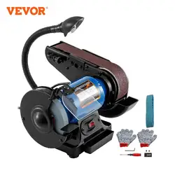 VEVOR 6Inch Desktop Grinding Wheel Belt Machine 250W with Lamp Knife Polishing Bench Woodworking Grinding Table Disc Belt Sander