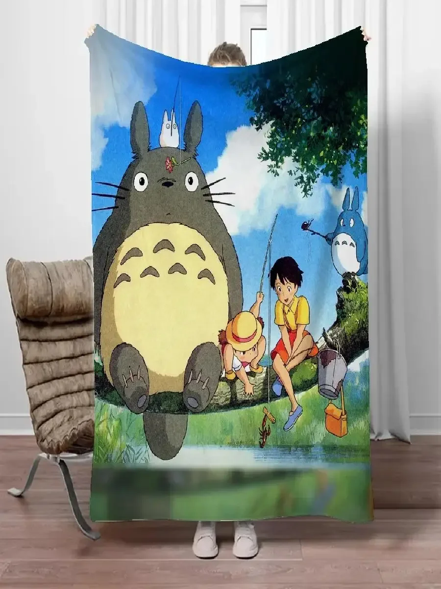 Luxurious Knitted Totoro Fleece Throw Blanket for Sofa Decor Bed Soft Fluffy Home Textile Cozy Warm Living Room