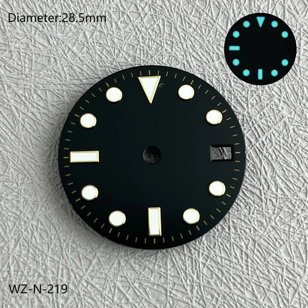 قرص NH35 28.5 ملم قرص غوص أزرق مضيء مناسب لملحقات ساعة الحركة الميكانيكية الأوتوماتيكية NH35 يمكن تخصيص الشعار