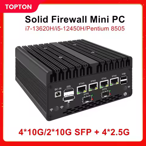 Topton New Firewall Mini PC 4*/2*10G SFP+ Intel i7 13620H 8505 4xi226-V 2.5G 2*DDR5 NVMe Industrial Computer Home Server Proxmox