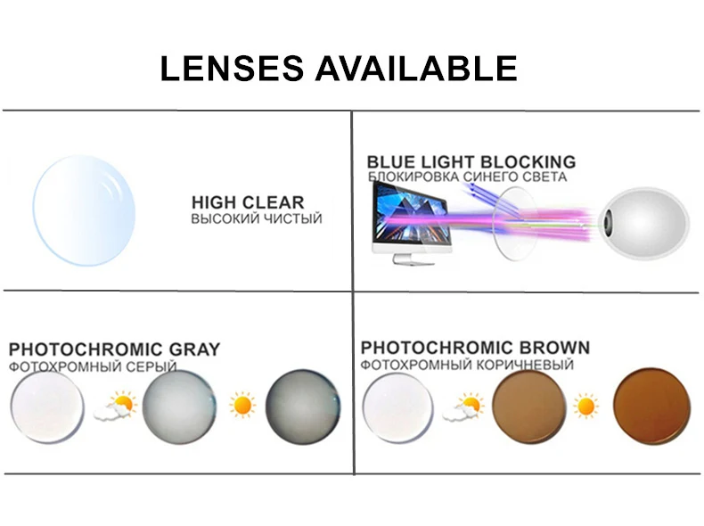 Photochrome oder blaues Licht blockierende Myopiebrille, verschreibungspflichtig -0,5 bis -10, anpassbar, für Damen und Herren, quadratischer TR90-Rahmen F118 – Detail 5