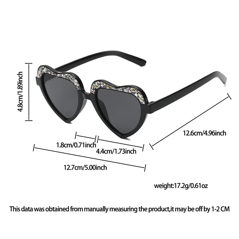 Stylowe dziecięce brokatowe okulary przeciwsłoneczne UV400 w kształcie serca na zewnątrz, modne zdjęcie dziecka śliczne maluchowe okulary przeciwsłoneczne akcesoria — zdjęcie 7