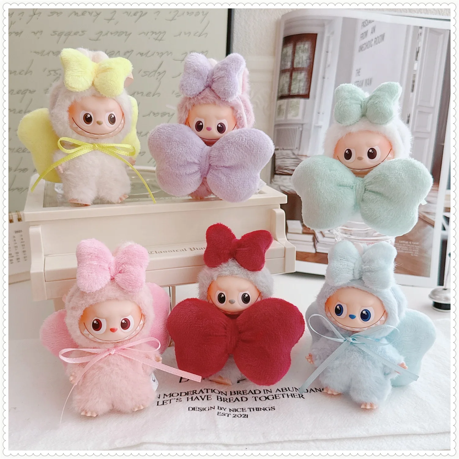 

For 4th Gen 4.0 LABUBU 10cm Pin For Love Series Bow-Decorated Cute Plush Accessories