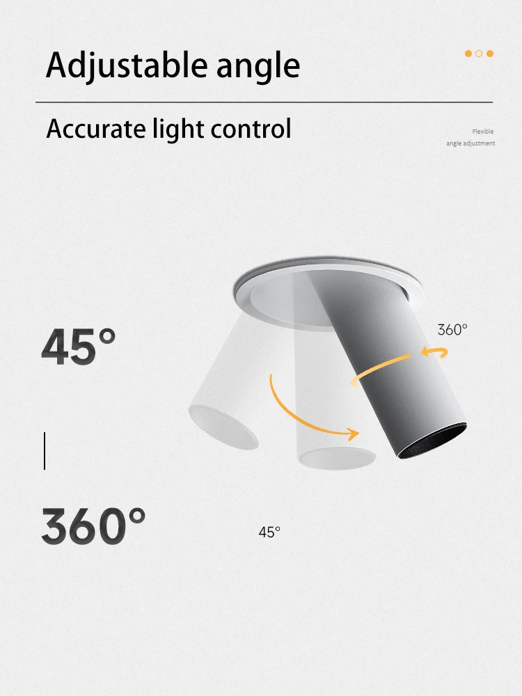 SYL faretti a Led faretto a tubo lungo 360 regolazione dell\'angolo di rotazione lampada da soffitto bianco nero Foco COB illuminazione per interni