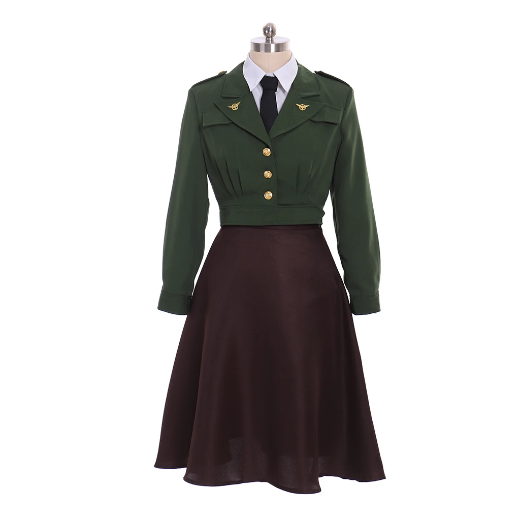 

Women Agent Peggy Cosplay Adult Carter Uniform Dress Suit Military Outfit Halloween Costume