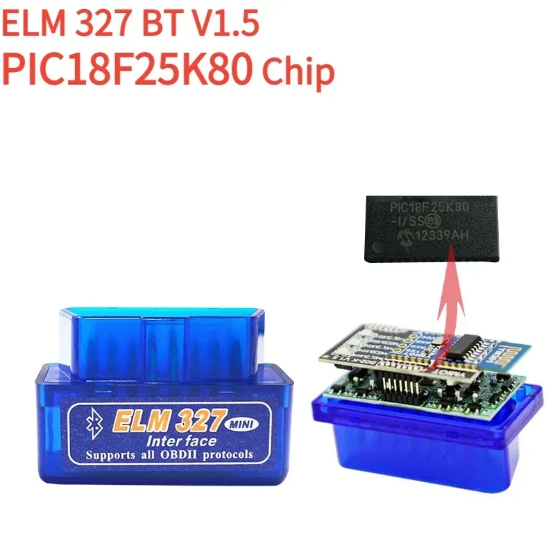 NEW ELM327 V1.5 Bluetooth/Wifi-Compatible PIC18F25K80 Chip ELM 327 V1.5 OBD2 Diagnostic Tool Diagnostic Tool Works on Android/PC