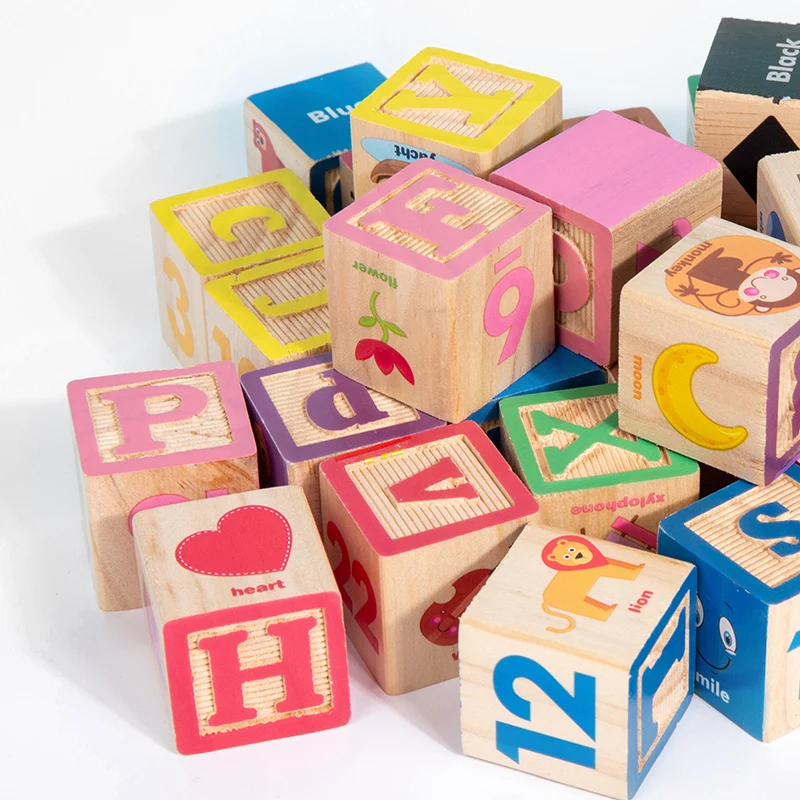 Early Education English Digital Cognition Stamping Blocks Cognitive Shape Color Animal Table Game Educational Toys For Children