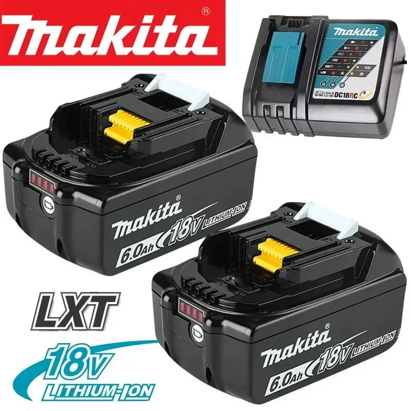 

Makita 18V Battery 6000mAh Rechargeable Power Tools Battery with LED Li-ion Replacement LXT BL1860B BL1860 BL1850 3A Charger