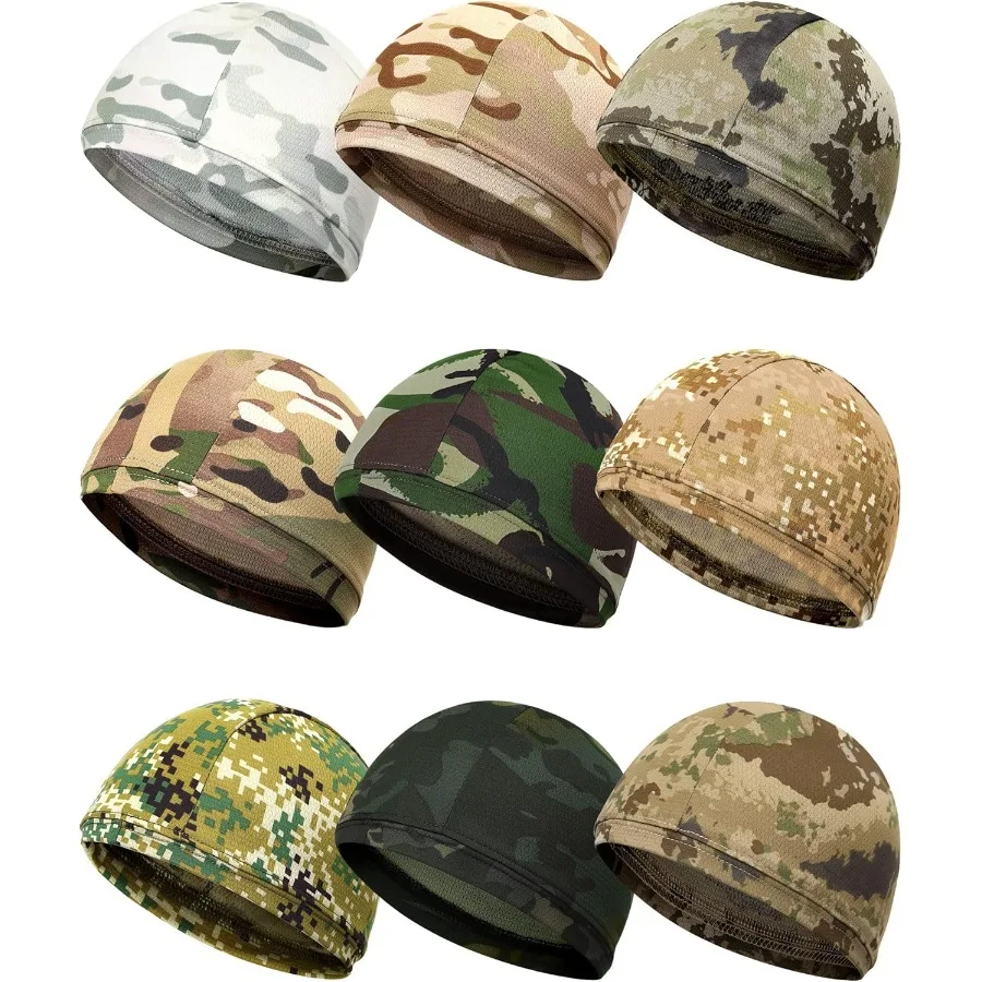 Gorro de calavera refrescante para hombre y mujer, gorro de ciclismo ligero que absorbe el sudor, forro de camuflaje, para correr, 9 Uds.