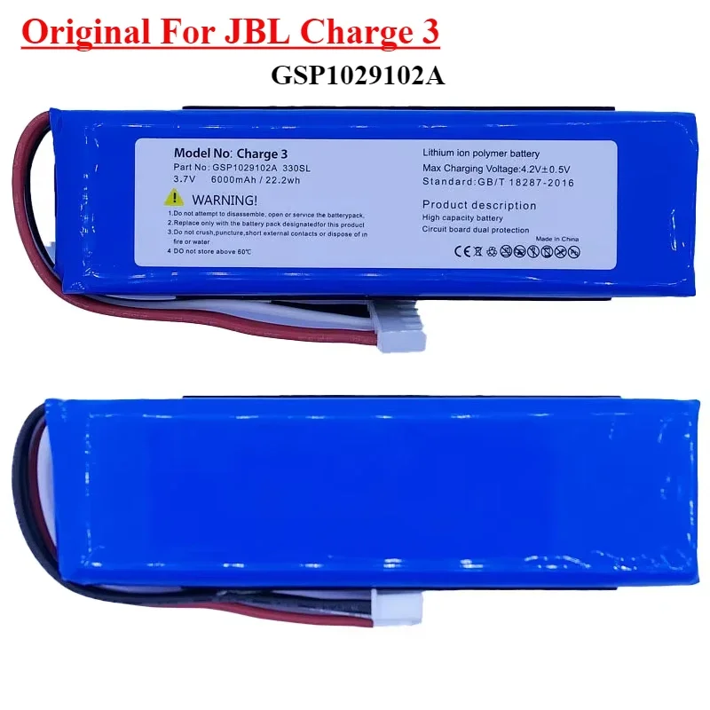 

Original 6000mah Replacement Battery for JBL Charge 3 Charge3 2016 Version Speaker Lithium Polymer GSP1029102A 330SL Batteria