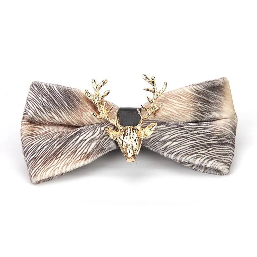 أنيق الرجال المخملية عيد الميلاد الرنة رئيس الزفاف ربطة القوس فيونكة العروة ، العصرية التجارة الخارجية مأدبة التلبيب زهرة #5